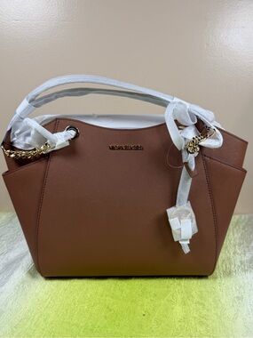 Michael Kors Cognac Saffiano Leather Tote with Gold Hardware